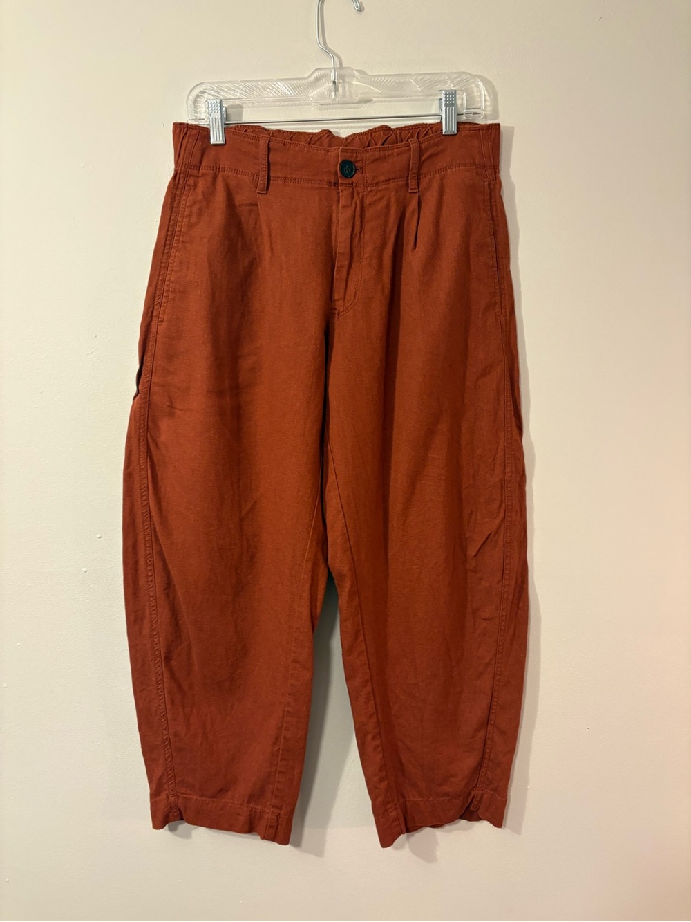 Gap Mid Rise Linen-Blend Easy Barrel Pants — Rust — Size S 🍂